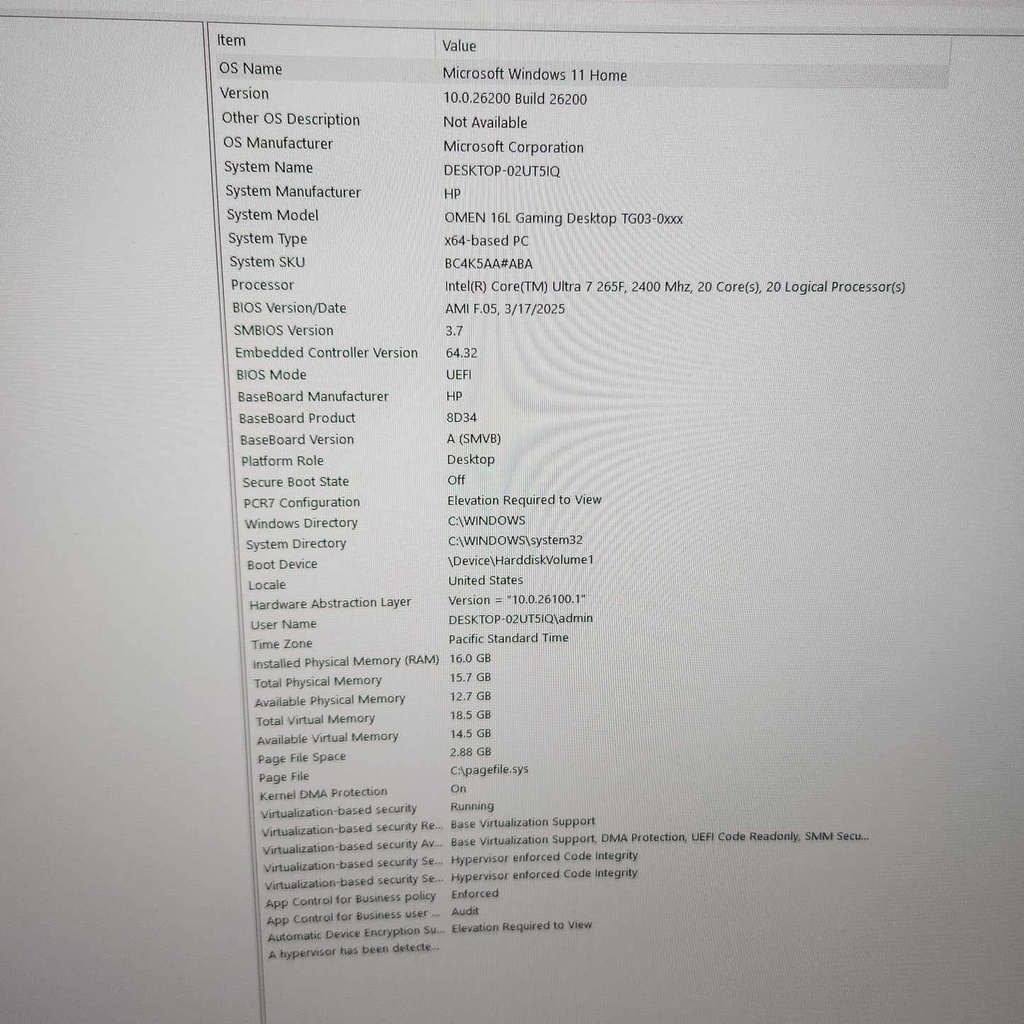 HP Omen 16l Ultra 7 265 2.40GHz 16GB RAM 1TB Gigabyte Geforce rtx 5060ti