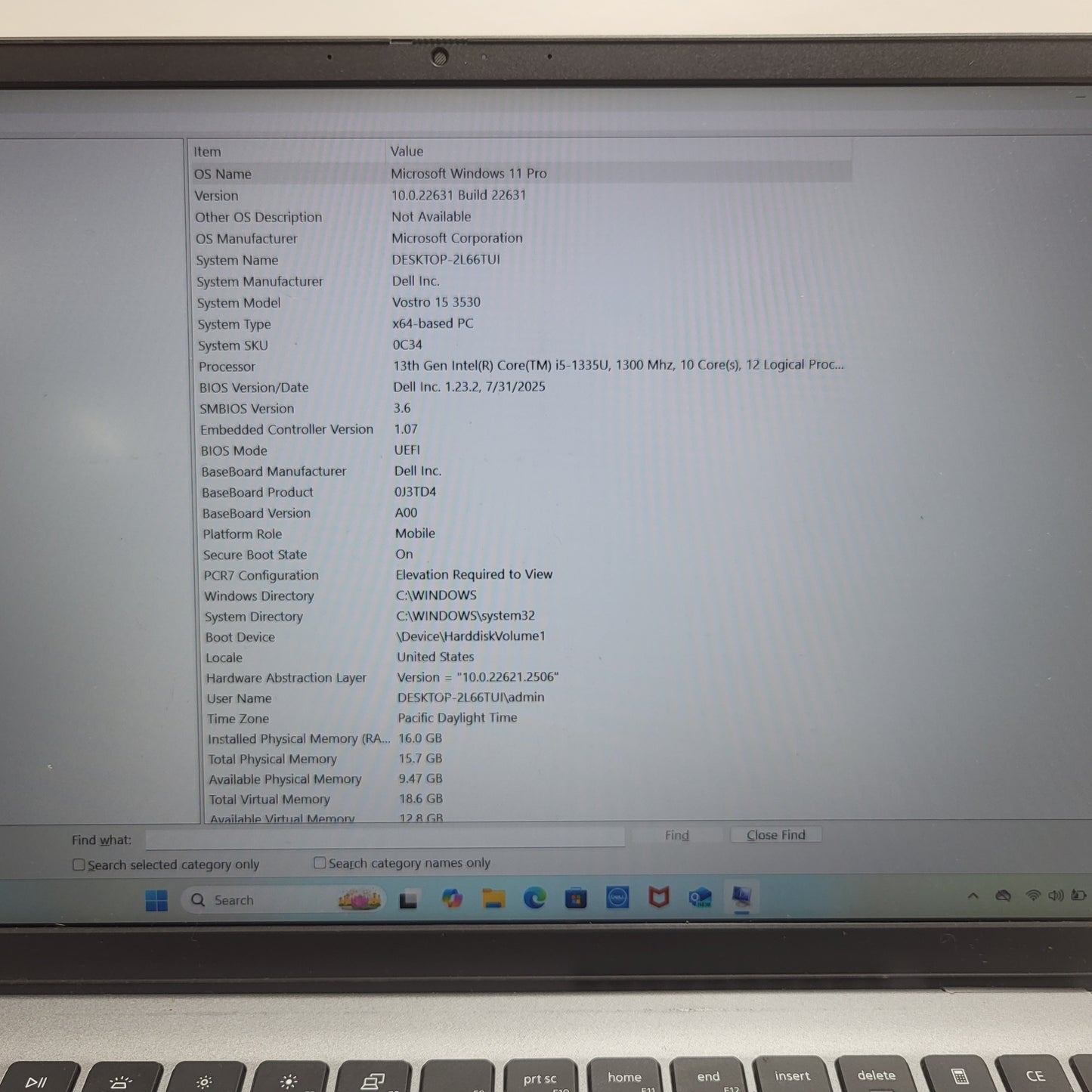 Dell Vostro 15 3530 15.6" i5-1335U 1.3GHz 16GB RAM 1TB SSD