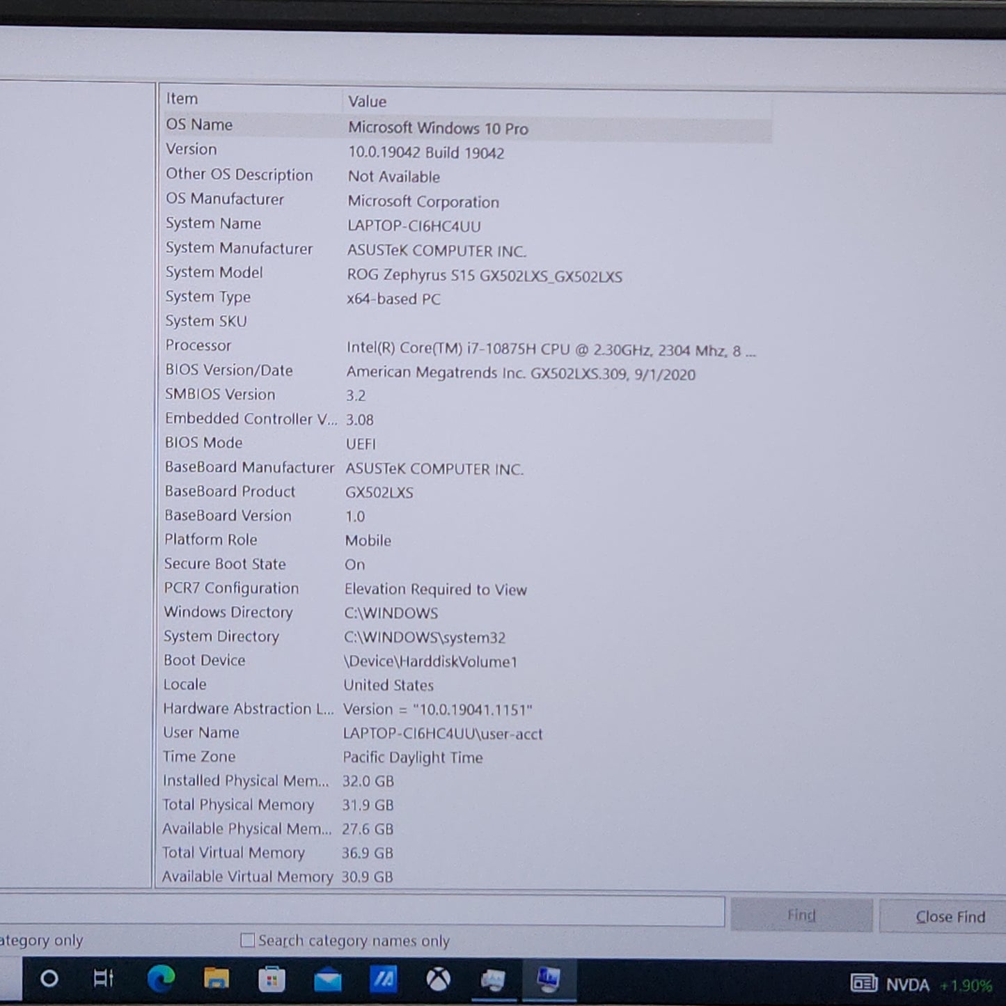 Asus ROG Zephyrus S15 GX502LXS-XS79 15.6" i7-10875H 2.3GHz 32GB RAM 1TB SSD GeForce RTX 2080 Super Max-Q