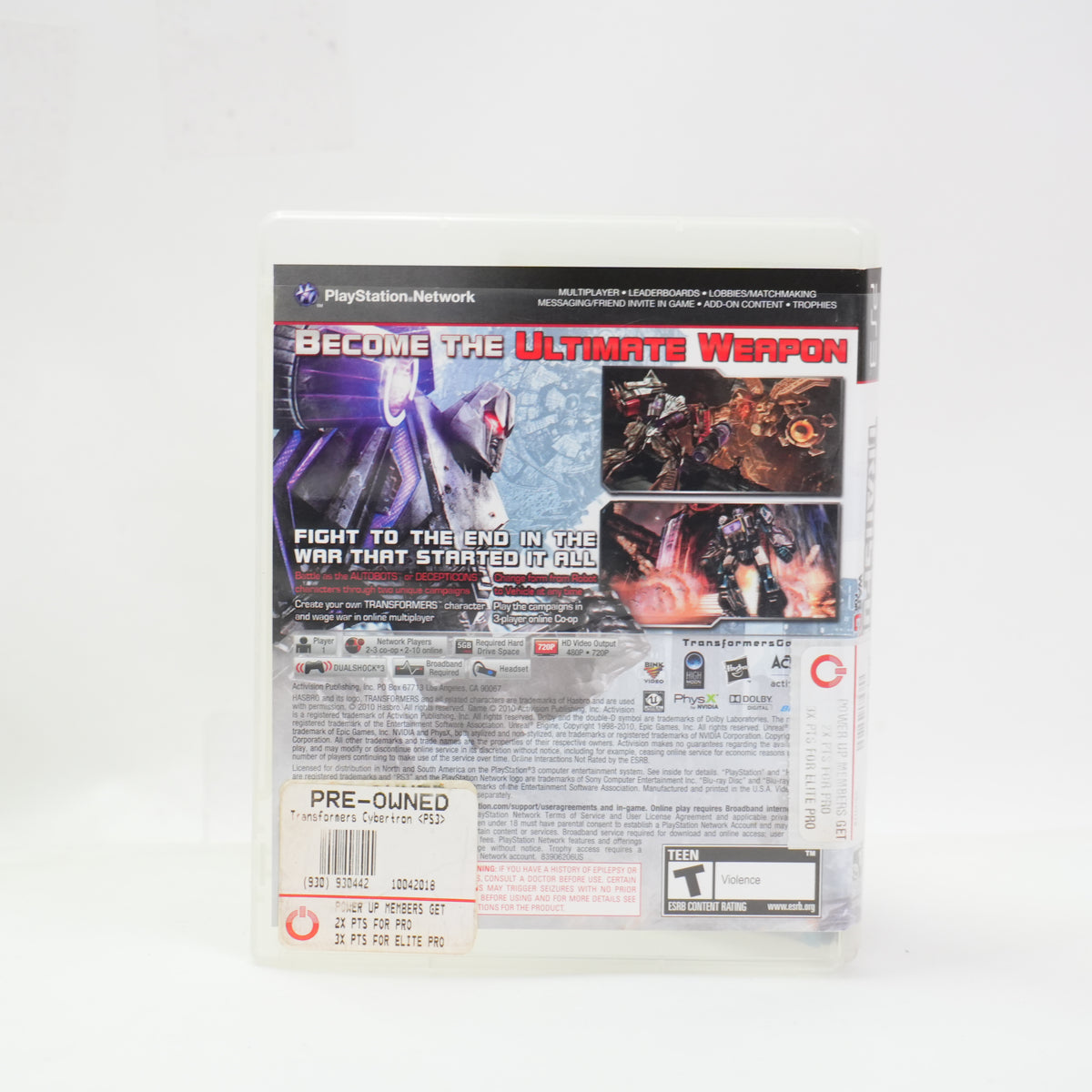Transformers: War for Cybertron (Sony PlayStation 3 PS3, 2010)