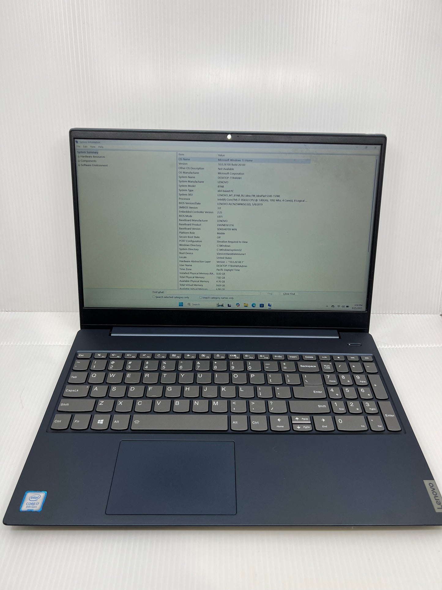 Lenovo IdeaPad S340 15.6" i7-8565U 2.0GHz 8GB RAM 256GB SSD