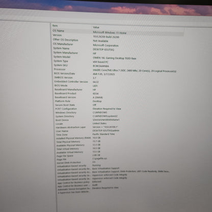 HP Omen 16l Ultra 7 265 2.40GHz 16GB RAM 1TB Gigabyte Geforce rtx 5060ti