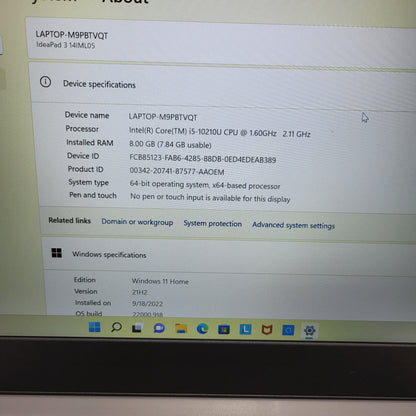 Lenovo IdeaPad 3 14IML05 15.6" i5-10210U 1.6GHz 8GB RAM 512GB SSD