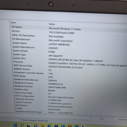 Lenovo IdeaPad 3 14IML05 15.6" i5-10210U 1.6GHz 8GB RAM 512GB SSD
