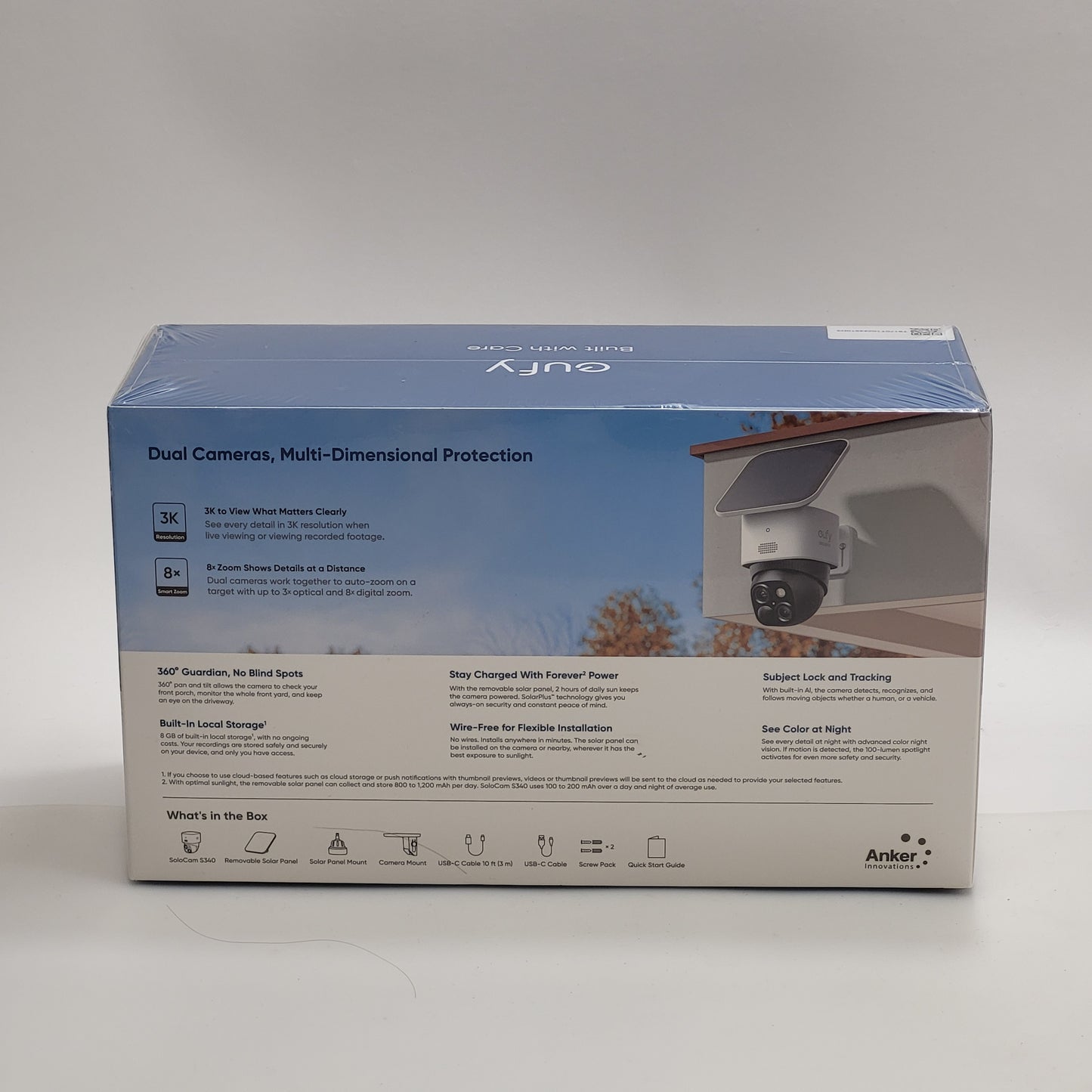 New Eufy Security SoloCam S340 Outdoor 360 Camera X003WQS7O1 Unclaimed