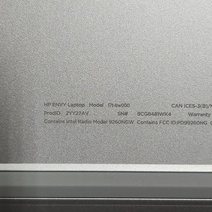 HP Envy 17t-bw000 17.3" i7-8550U 1.8GHz 12GB RAM 1TB HDD GeForce MX150