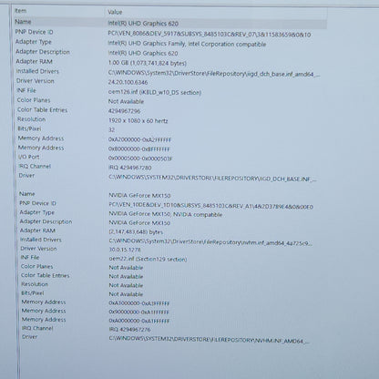 HP Envy 17t-bw000 17.3" i7-8550U 1.8GHz 12GB RAM 1TB HDD GeForce MX150