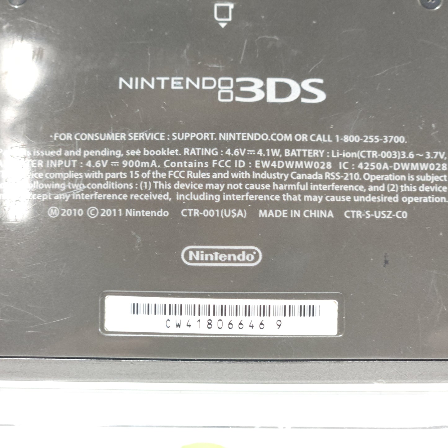 Nintendo 3DS Handheld Game Console CTR-001 Clear Black