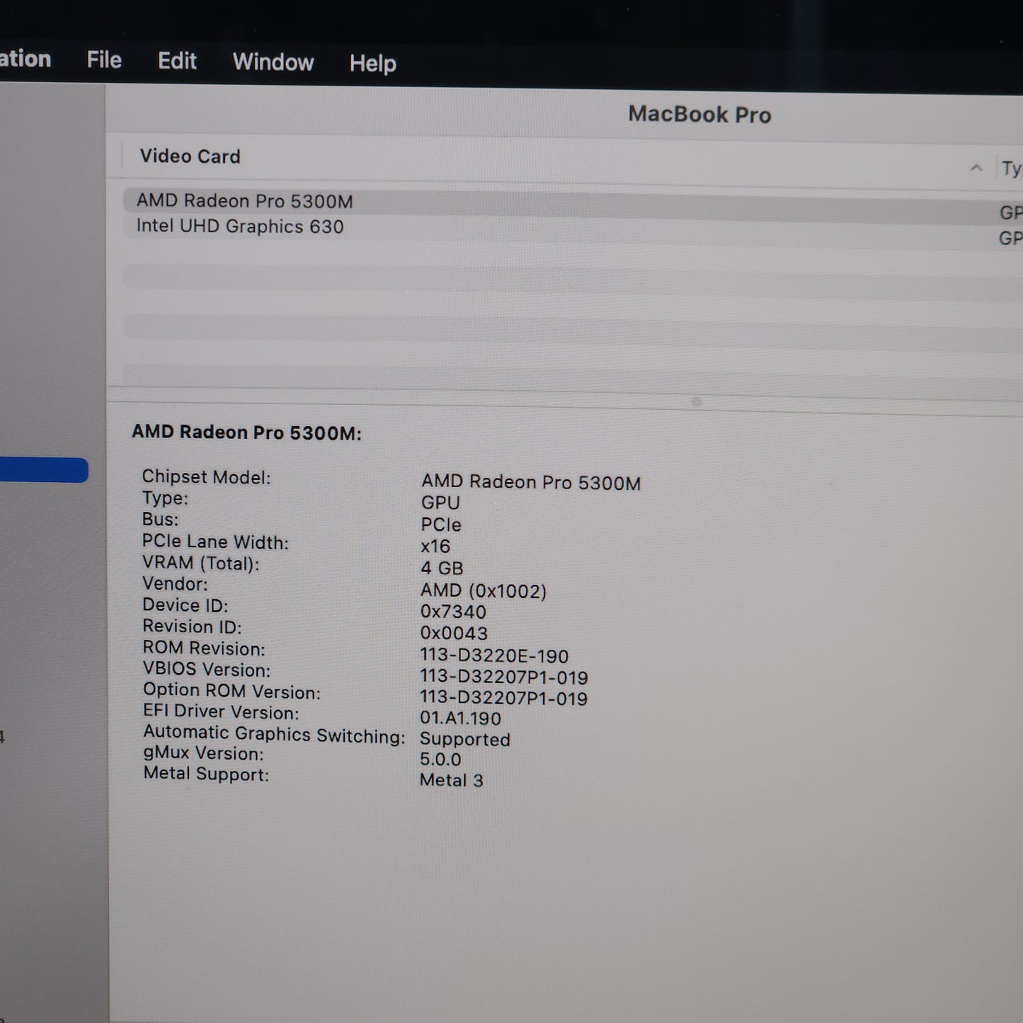 2019 Apple MacBook Pro 16" i7 32GB 1TB Space Gray Radeon Pro 5300M