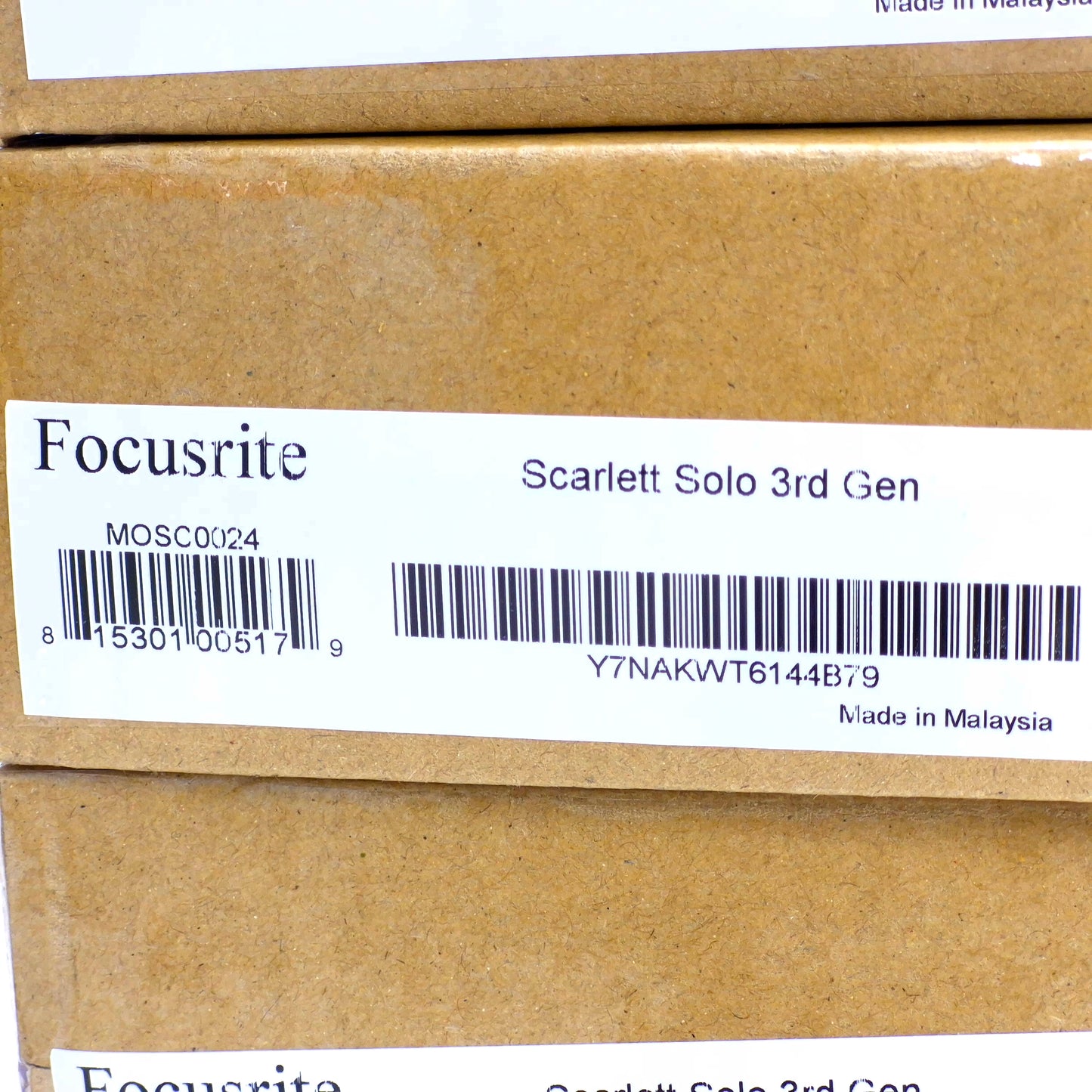 New Focusrite Scarlett Solo (3rd Gen) USB Audio Interface