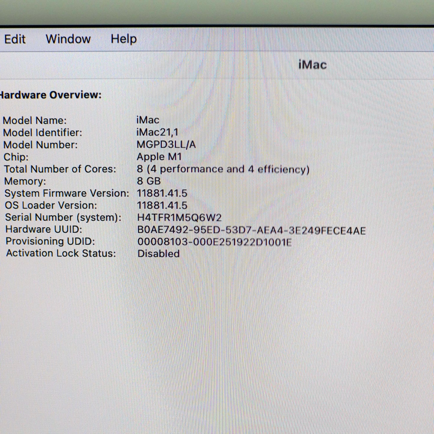 2021 Apple iMac 24" M1 7 Core 3.2GHz 8GB RAM 512GB SSD Silver Z131000LBLL/A