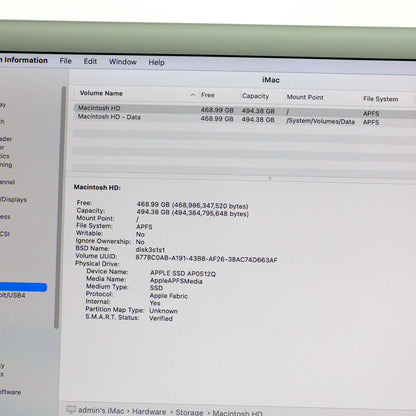 2021 Apple iMac 24" M1 7 Core 3.2GHz 8GB RAM 512GB SSD Silver Z131000LBLL/A