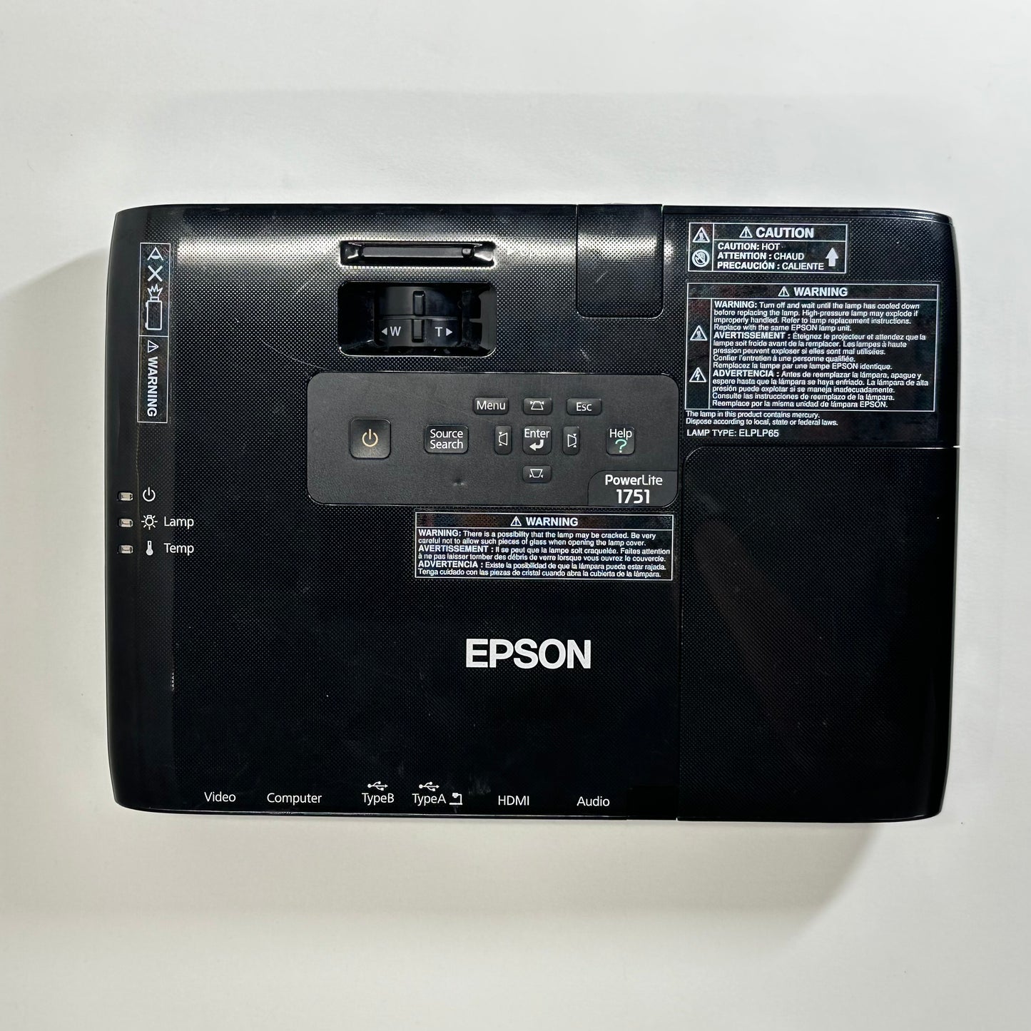 Epson PowerLite 1751 3LCD Projector 1024 x 768 XGA 2,600 Lumens H479A