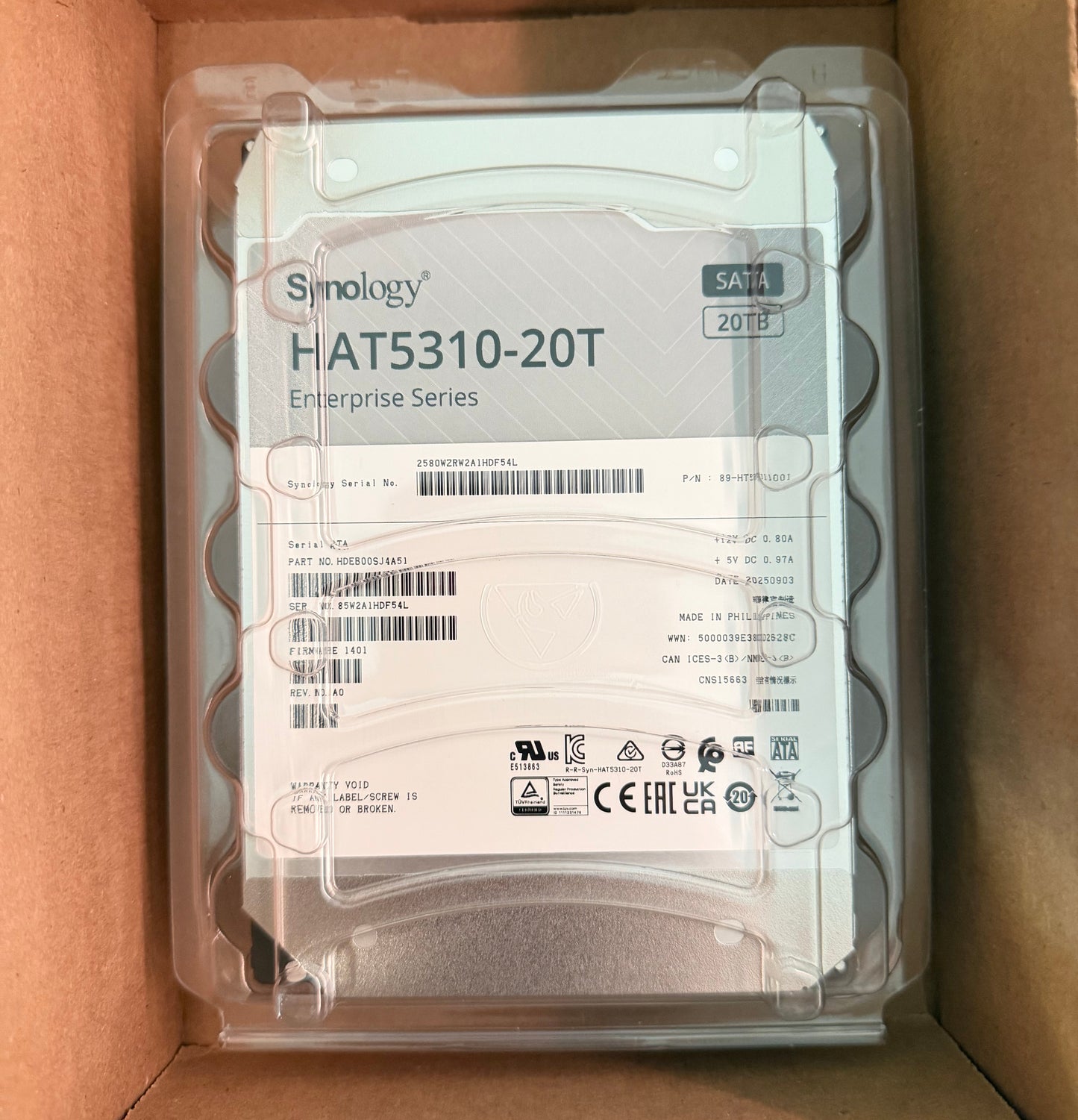 New Synology 3.5" HAT5310-20T 20TB SATA III 6Gbps HDD