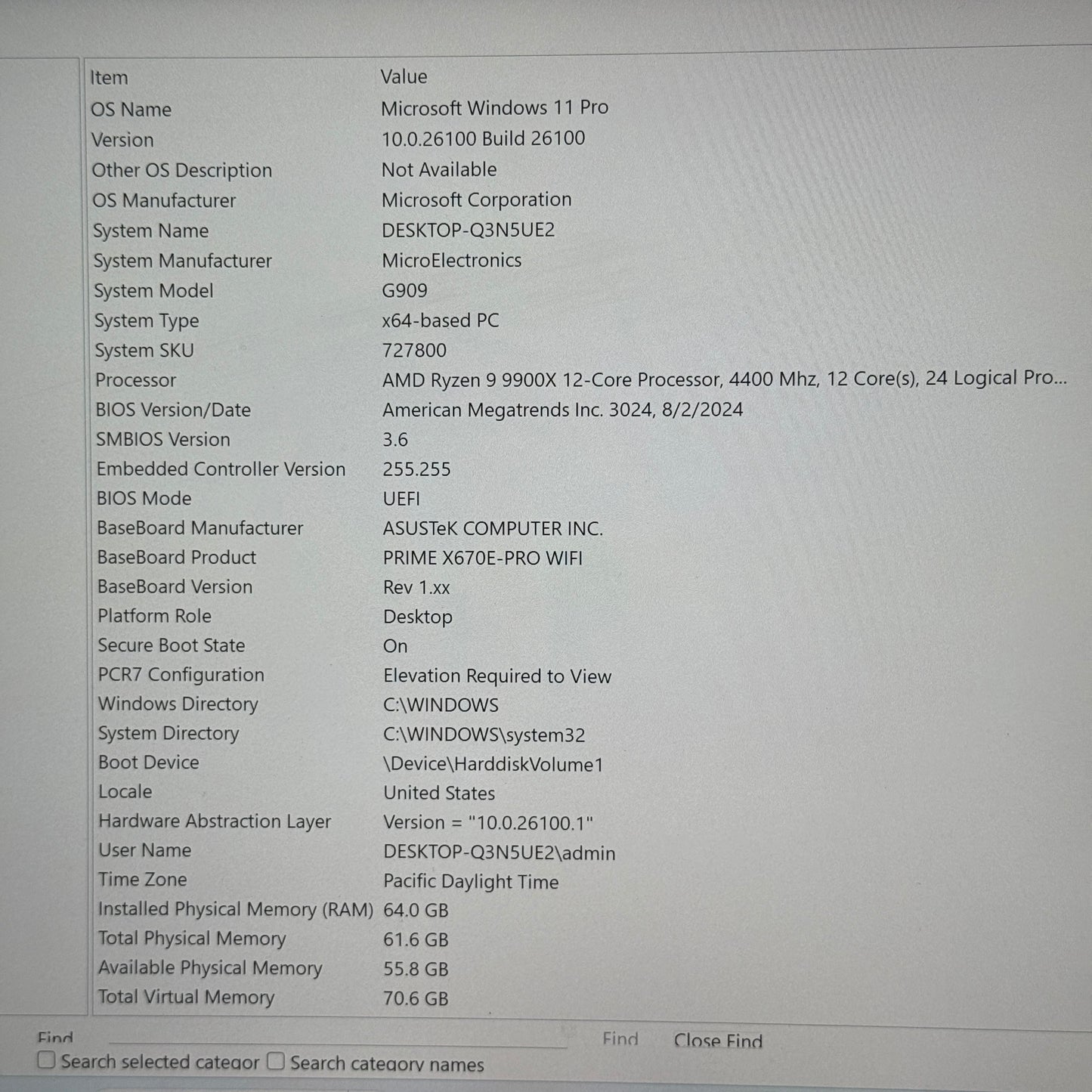 Custom PC Ryzen 9 9900X 64GB RAM 2TB RTX 4070 Ti Super