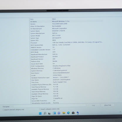 Dell XPS 9530 15.6" i9-13900H 2.6GHz 16GB RAM 1TB SSD RTX 4060