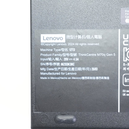 Lenovo ThinkCentre 12TD- 001UUS Core i5-14400T 1.50GHz 16GB RAM 256GB SSD