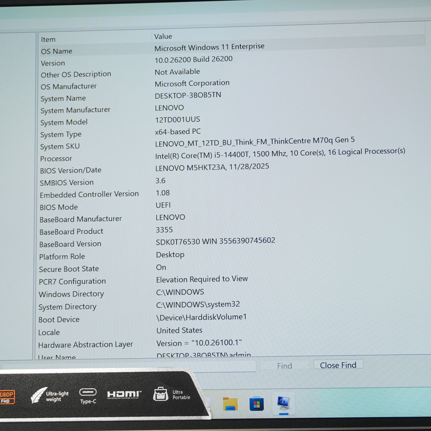 Lenovo ThinkCentre 12TD- 001UUS Core i5-14400T 1.50GHz 16GB RAM 256GB SSD