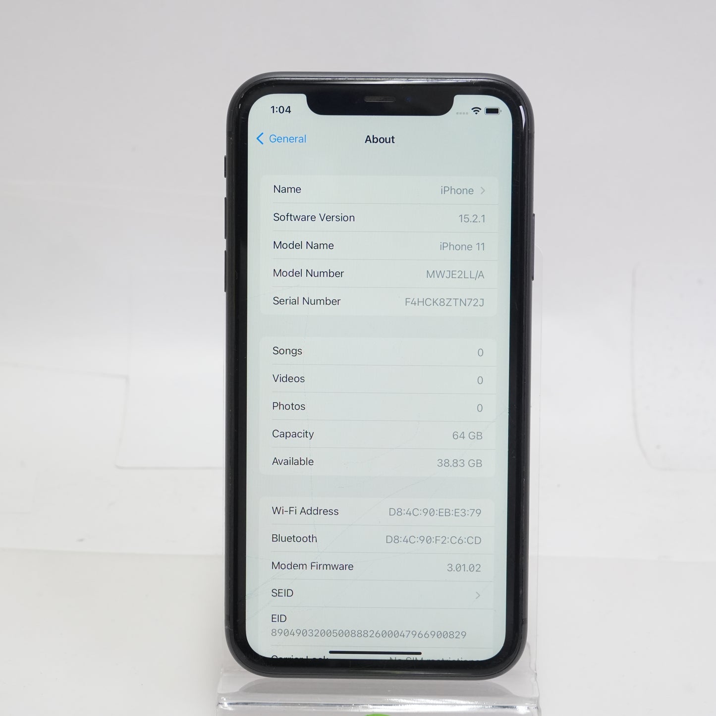 Factory Unlocked Apple iPhone 11 64GB Black MWJE2LL/A