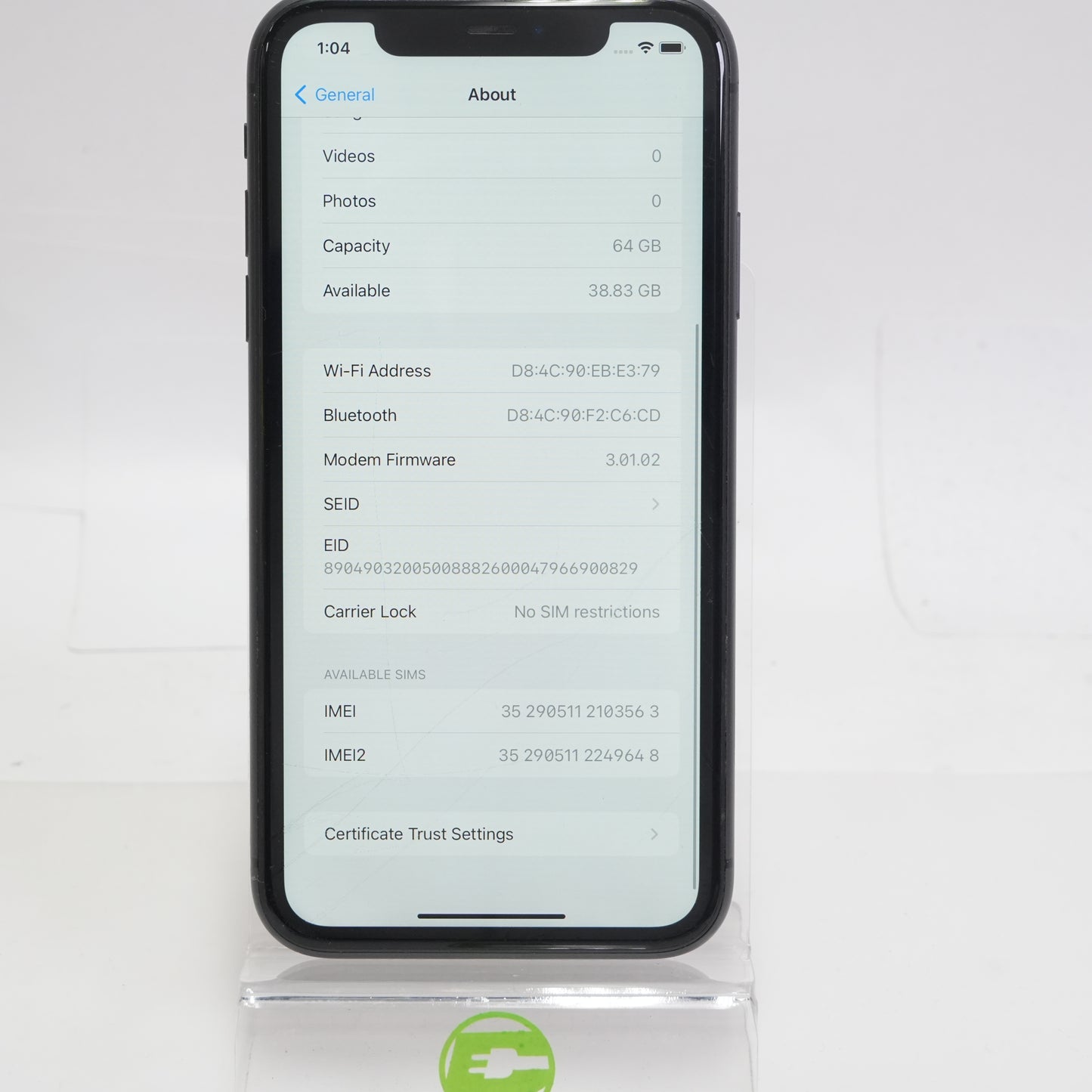Factory Unlocked Apple iPhone 11 64GB Black MWJE2LL/A