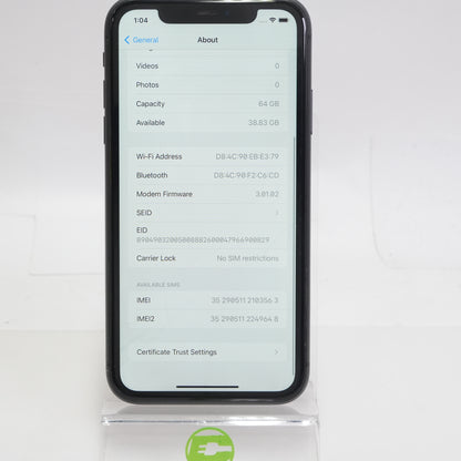 Factory Unlocked Apple iPhone 11 64GB Black MWJE2LL/A