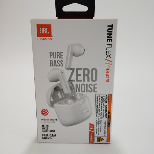 New JBL Tune Flex Noise Cancelling Wireless Earbuds White JBLTFLEXBLKAM