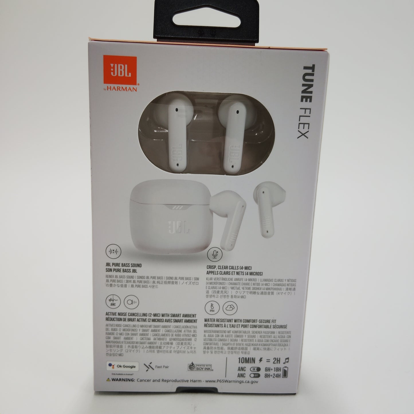 New JBL Tune Flex Noise Cancelling Wireless Earbuds White JBLTFLEXBLKAM