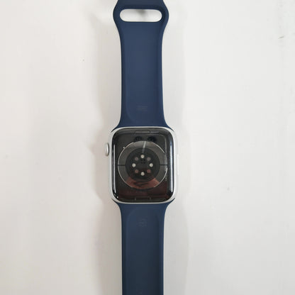 GPS Only Apple Watch Series 9 45MM Silver Aluminum Black Sports Band A2980