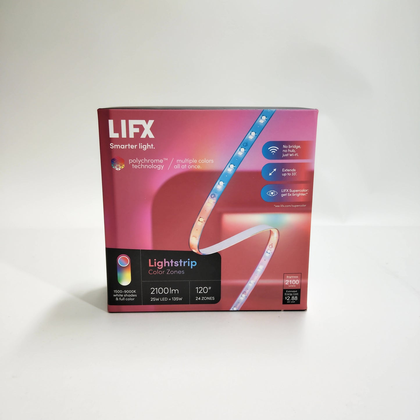 LIFX LZ3EK3MUS Smarter Light 120" Light Strip with Color Zones